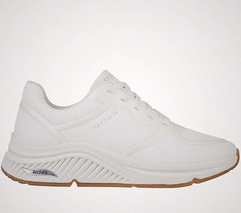 Skechers Damen Sneaker Arch Fit S-Miles-Mile Makers WHT (Weiß) 4 Cm Keilabsatz
