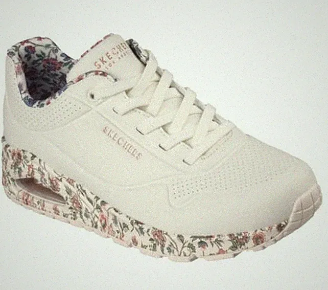 Skechers Damen Uno Safari Time Sneaker Plateau Keil 4 Cm Weiß/Multi