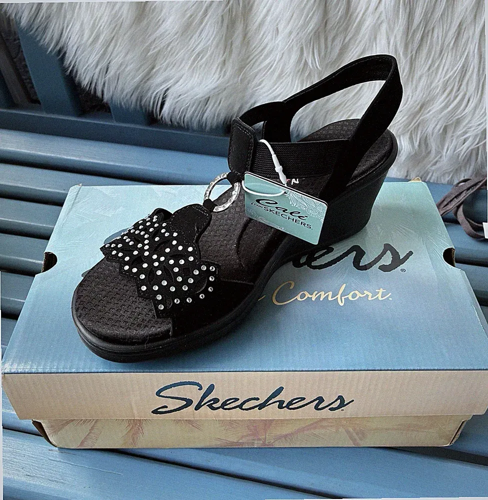 Skechers elegante Sandalen Gr. 39 Strass, schwarz, NEU mit Karton