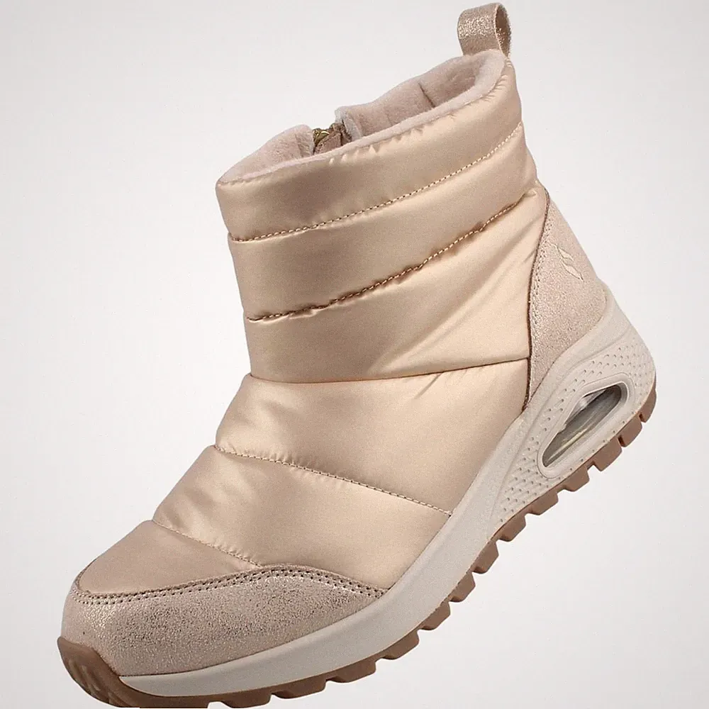 Skechers Uno Rugged Puffer Daze Damen Stiefelette Stiefel Gold 168127-GLD