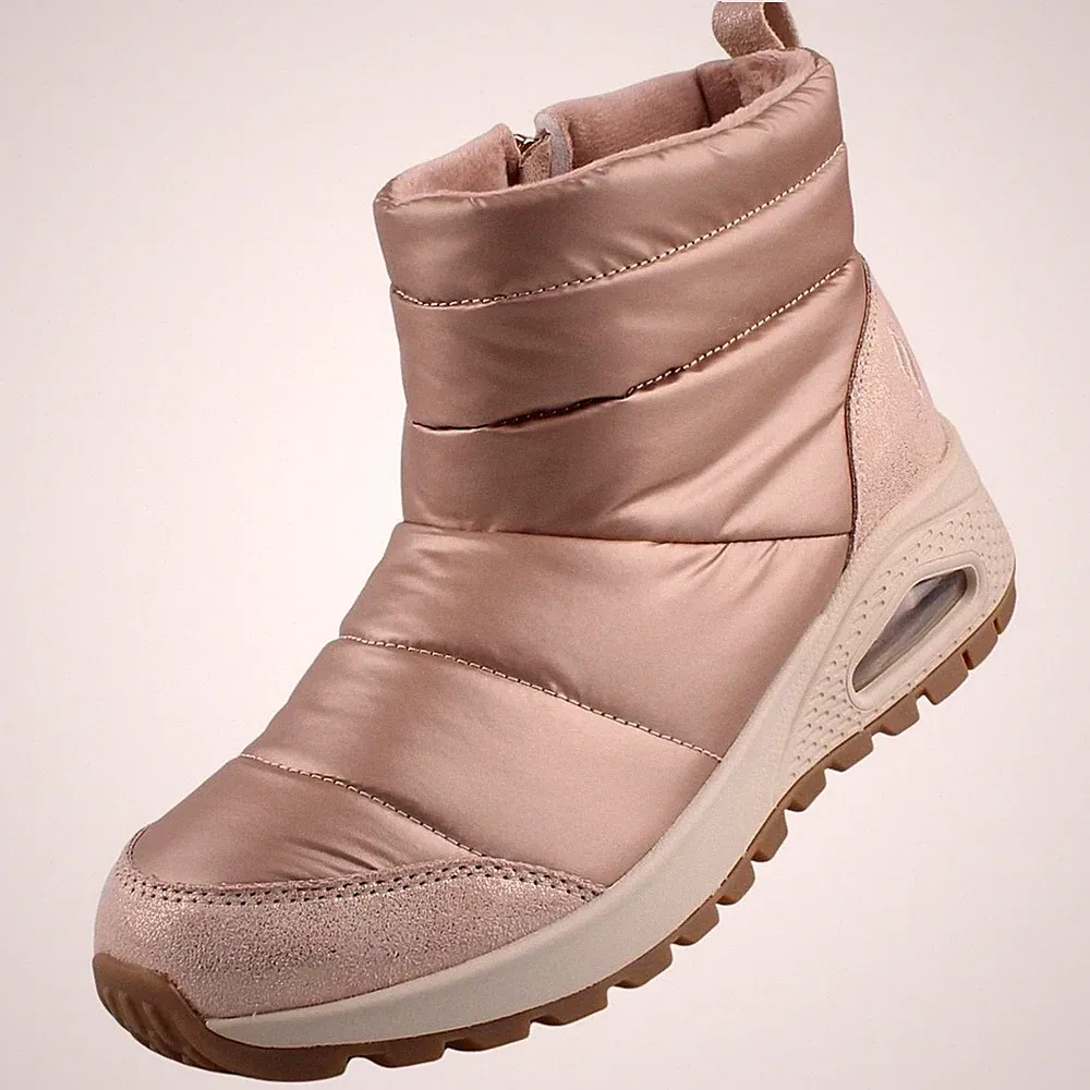 Skechers Uno Rugged Puffer Daze Damen Stiefelette Stiefel Rosa Gold 168127-RSGD