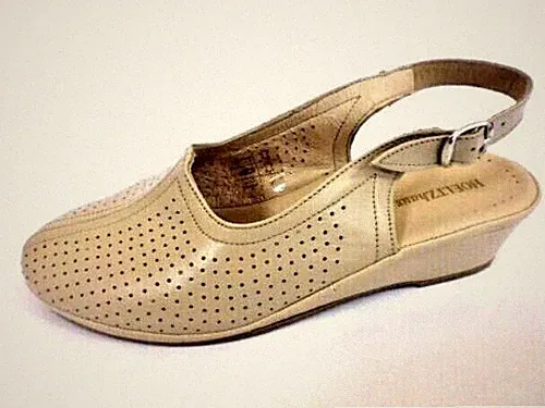 Sling Sandalette Sandale Damen Schuhe von Hoeltzhaus Leder beige 42 8 Weite H