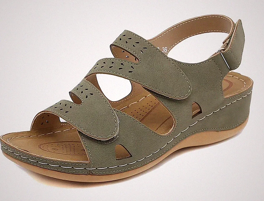 SMajong Peeptoe Sandalen Komfort Orthopädische Sandalen Anti-Rutsch Knöchelriemen UK 6