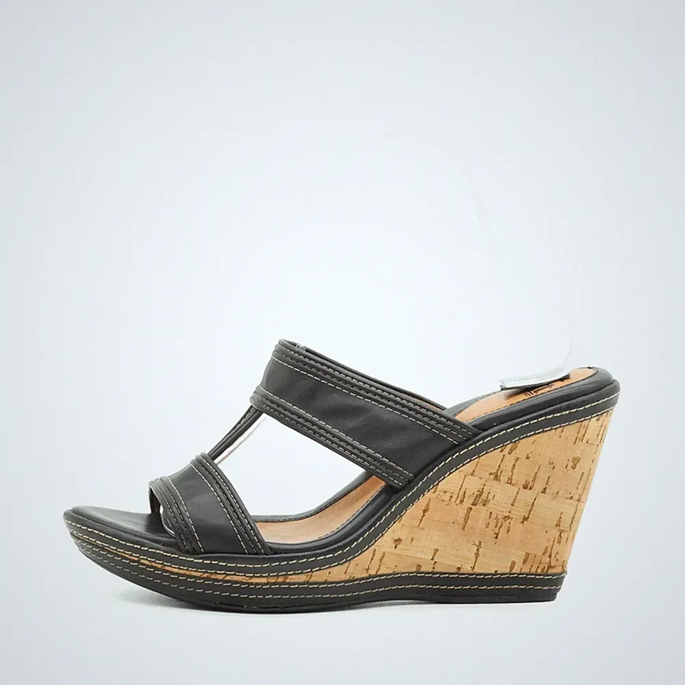 Sofft Damen Sandalen EU 39 Keilabsatz Schwarz Echtleder Komfortsohle Wedge