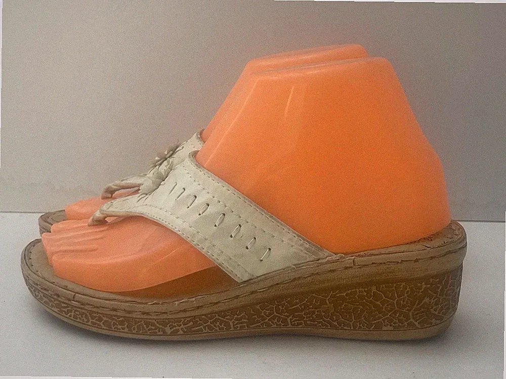 Softlites Sommer Keilabsatz Pantoletten Slipper Pantoletten weiß Sandalen Gr. 5 / 38 - B7