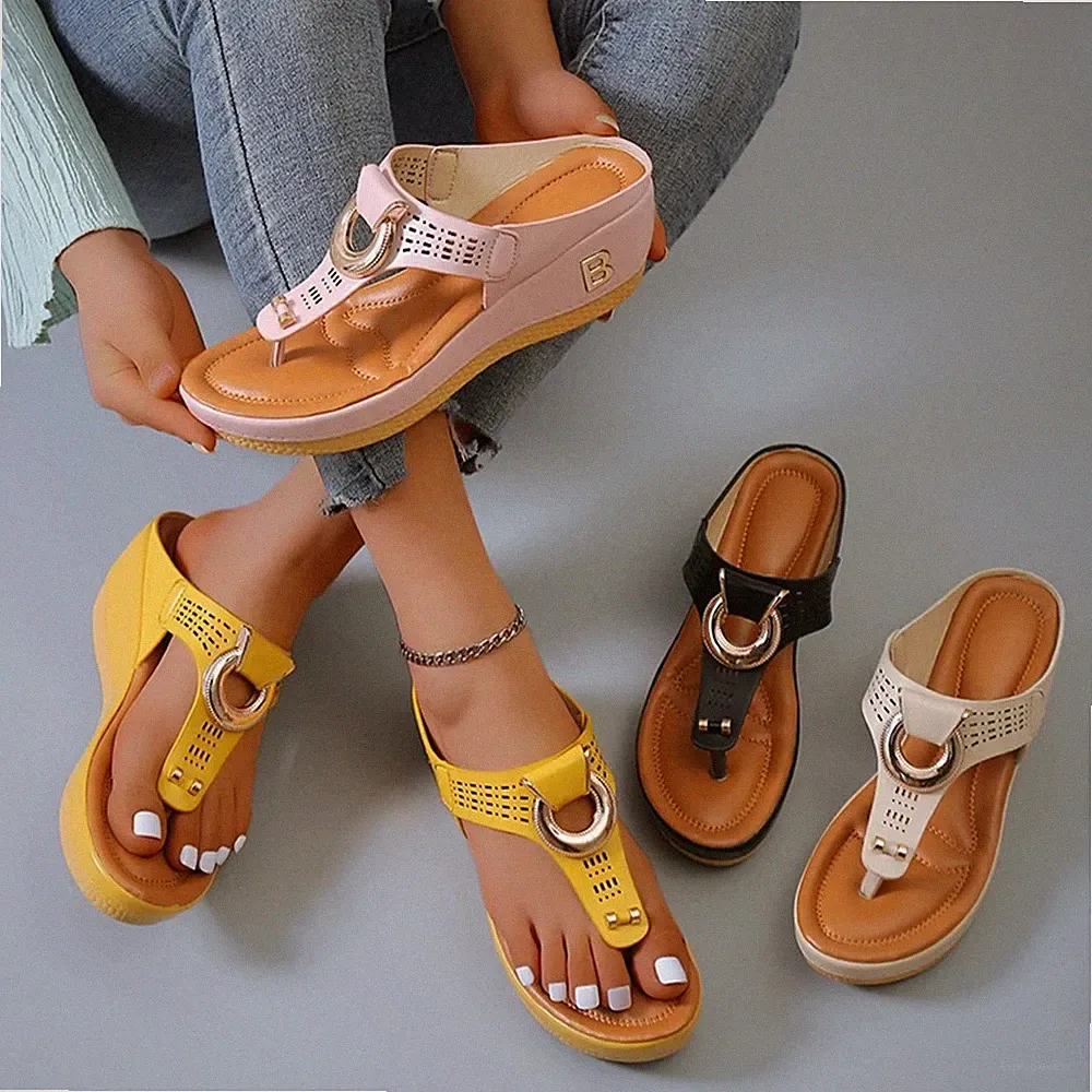 Sommer Damen Sandalen Strand Flip Flops Fußgewölbestütze Weich Atmungsaktiv