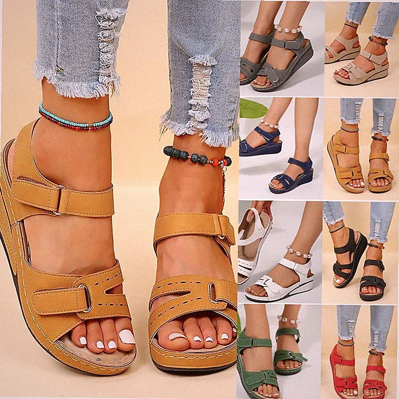 Sommer Elegant Orthopädische Keilabsatz Schuhe Damen Offene Leichte Sandalen
