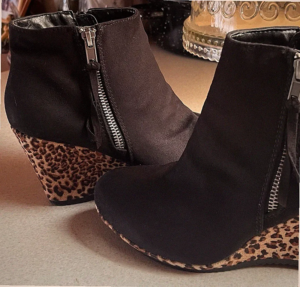 Sommer Herbst Stiefelette Stiefel 38 LEO Lederband schwarz; Sneaker; Wedge; Keil