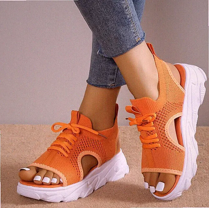 Sommer Sandalen Damen Knöchelriemen Freizeit Keilabsatz Schuhe Plateau Offen DE