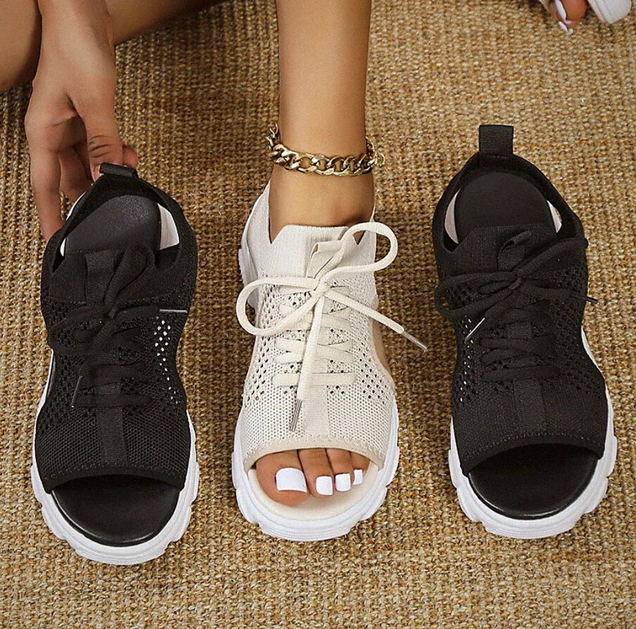 Sommer Sandalen Offen Freizeit Keilabsatz Schuhe Knöchelriemen Plateau Damen DE