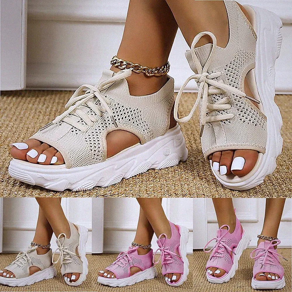 Sommer Sandalen Offen Freizeit Keilabsatz Schuhe Knöchelriemen Plateau Damen DE