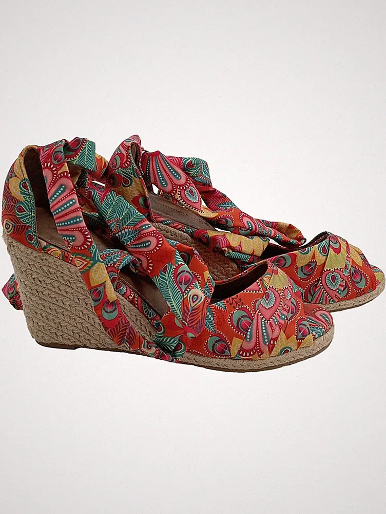 Sommerkind Espadrilles Keilabsatz Damen Gr. 40 Paisley Mehrfarbig Boho