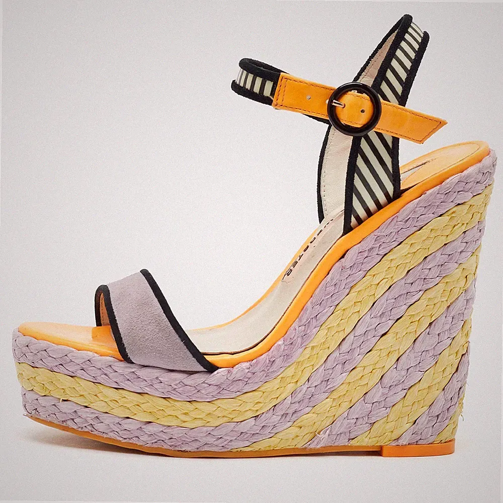 Sophia Webster Multicolor Wildleder und Lackleder Lucita Espadrille Keilabsatz