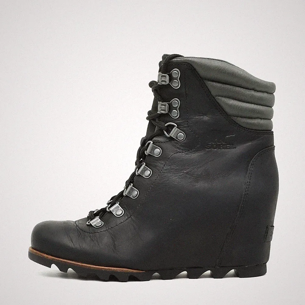 Sorel Damen NL2337-010 Stiefel Schwarz Leder Mittel Wedge mit Keilabsatz EU 39