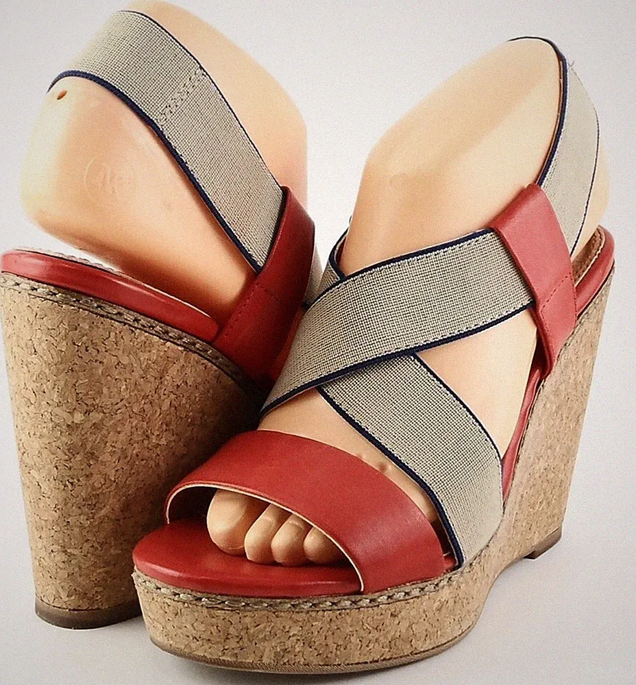 Splendid Kellen Erdbeere Rot Elastisch Designer Plateau Keilabsatz