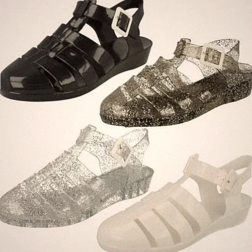 Spot On Damen Casual Jelly Sandalen - F1R0320 Mit Schnalle, Schwarz