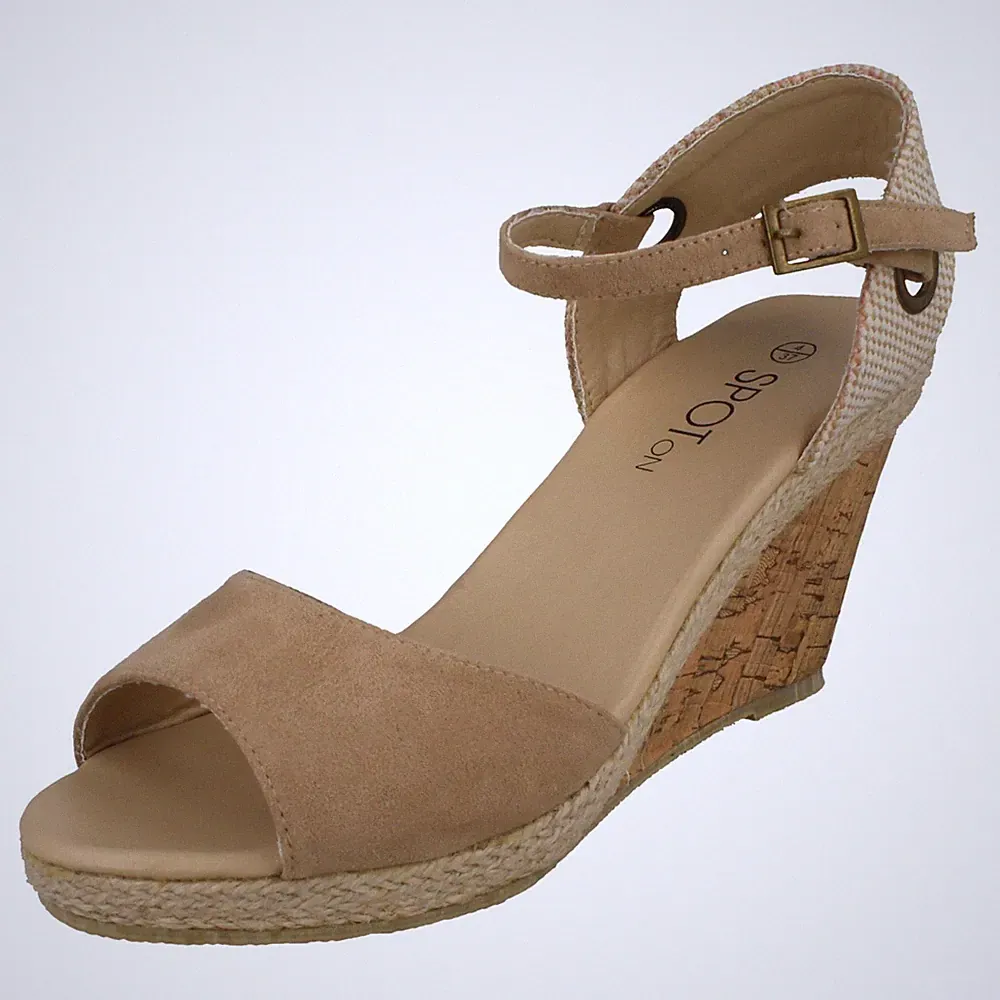 Spot On Damen Kork Keilabsatz - Sandalen