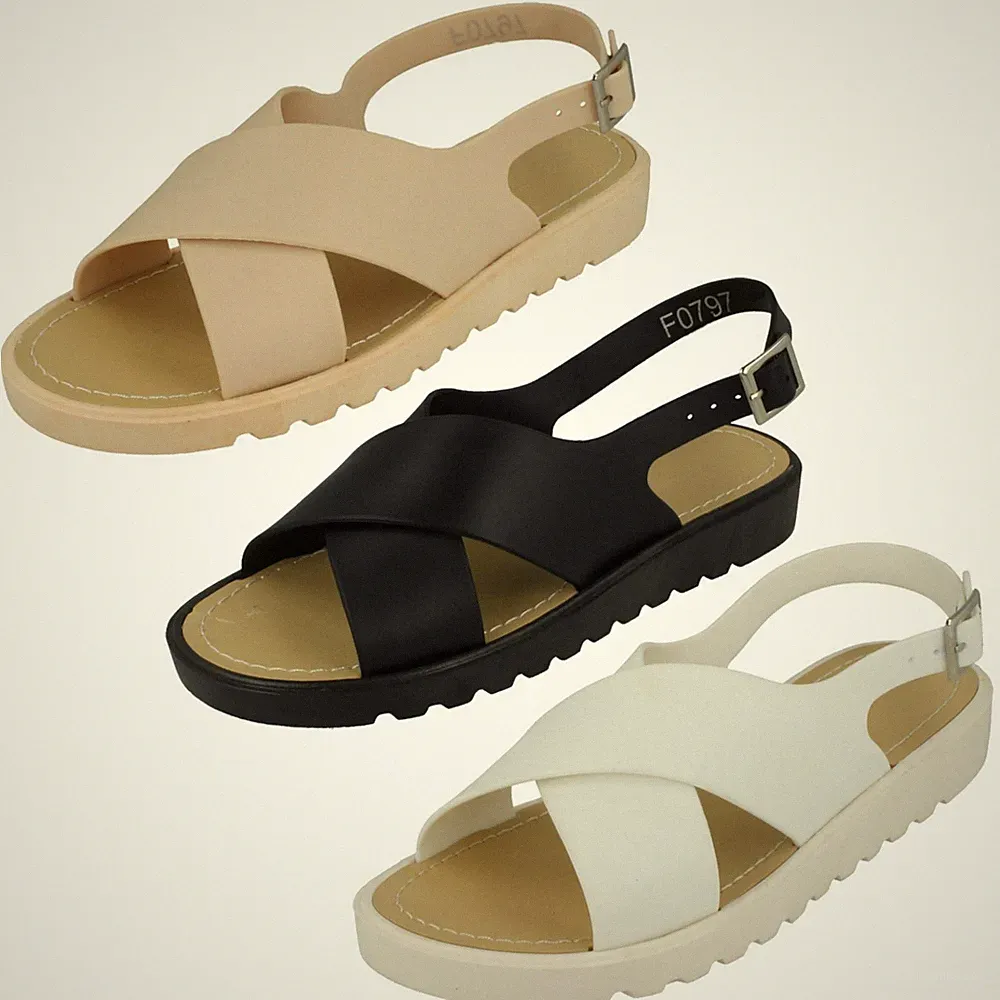 Spot On Damen Sandalen Mit Riemen Offene Zehen Knöchelriemen