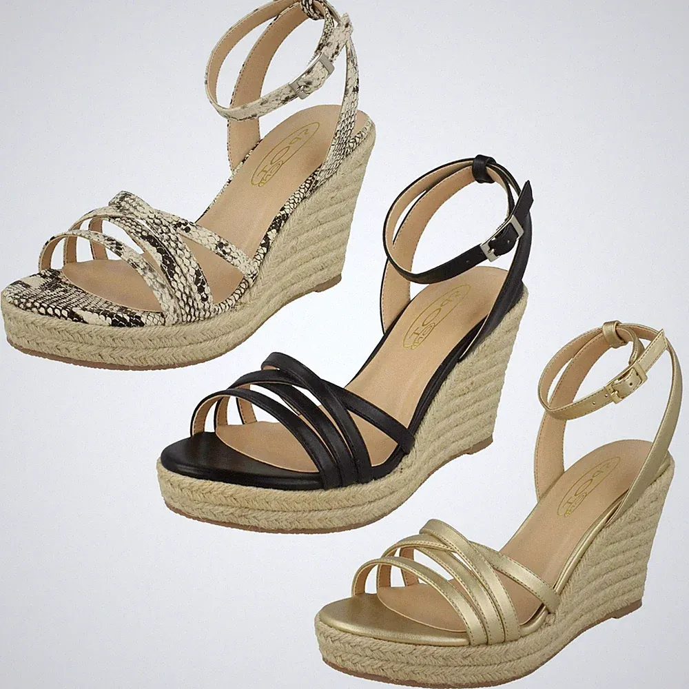 Spot On Damen Sandalen Sneaker Plattform Keilabsatz mit Schnürriemen