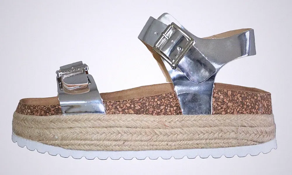 STAR ROCK NEU LUXUS CRAZY METALICK SILBER DAMENSCHUHE Pumps Trendy SANDALETTEN