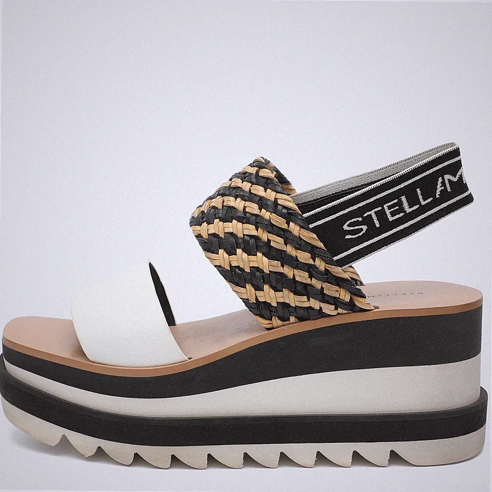 Stella McCartney Elyse Größe 38 Mehrfarbig Kunstleder Keilabsatz Sandalen