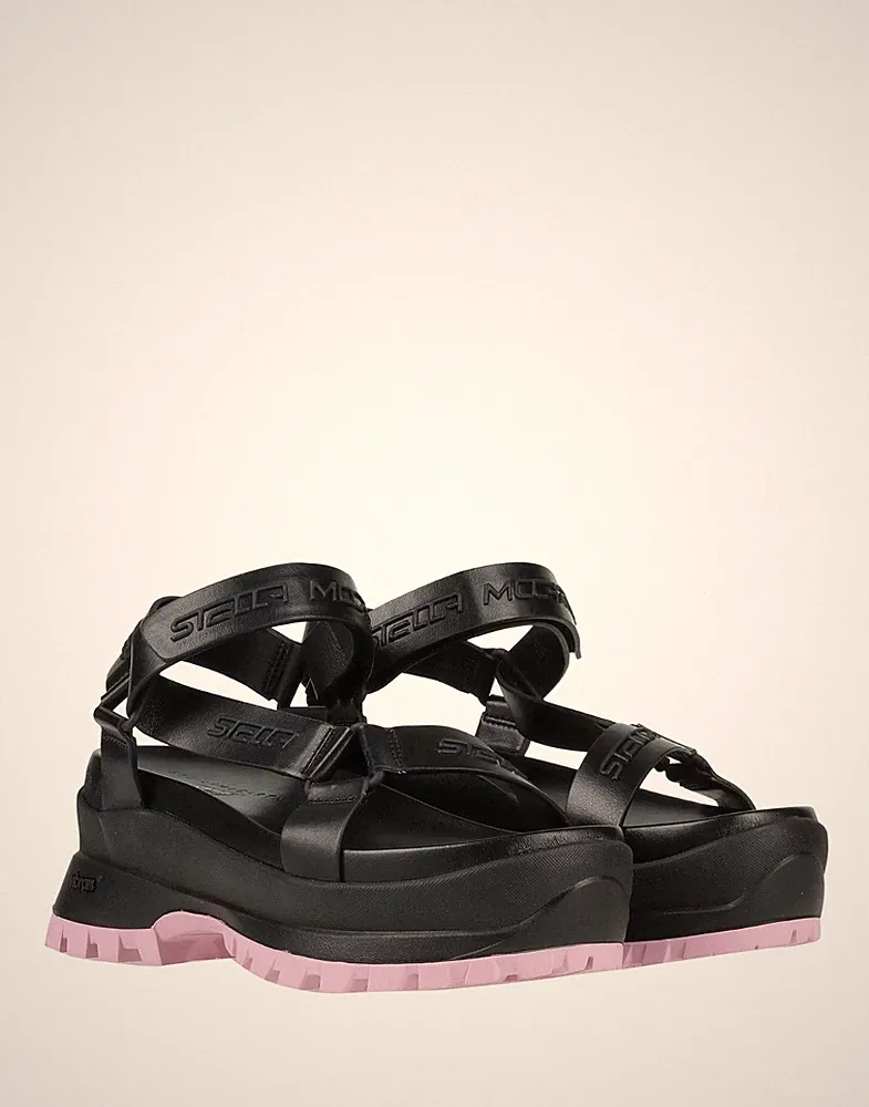 Stella McCartney Plateausandalen Trace Logo-Prägung schwarz UK 5 neu mit Karton