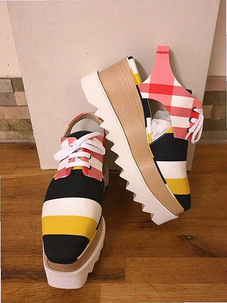 Stella McCartney Plateauschuhe Elyse Kariert Schnürschuhe Cut-Out - UK 3 / EU 36