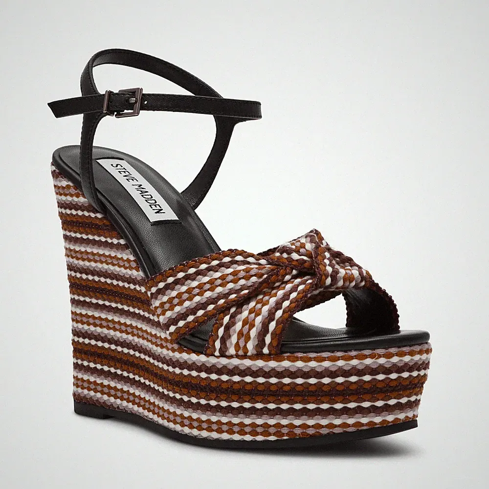 Steve Madden Damen Azteken Sandale Schwarz Multi