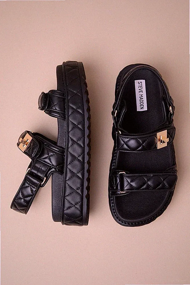 Steve Madden gesteppte Plateau Sandalen schwarz Slingback Gr. UK 7