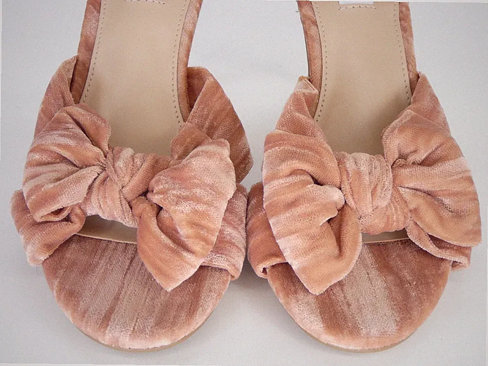 Steve Madden Sandalen Heels Big Bow Rosa Samt Knöchelriemen UK 7 EU 40 Jessey