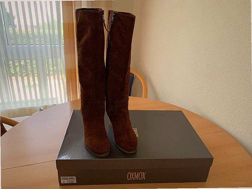 Stiefel OXMOX 37 Wild Leder braun Keilabsatz mit OVP Sehr guter Zustand