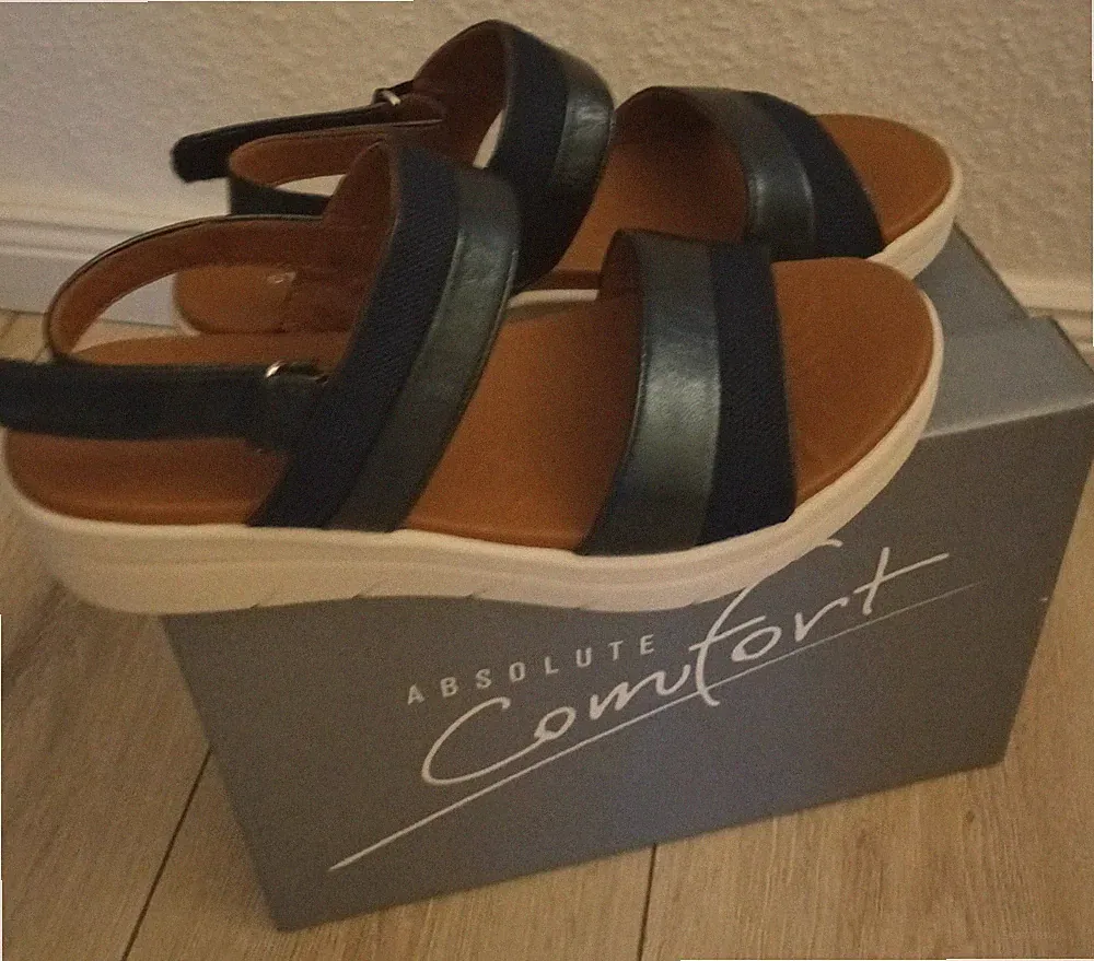 Stonefly Damen Sandalen Leder Riemchen Schnalle Keilabsatz Blau 40,superbequem