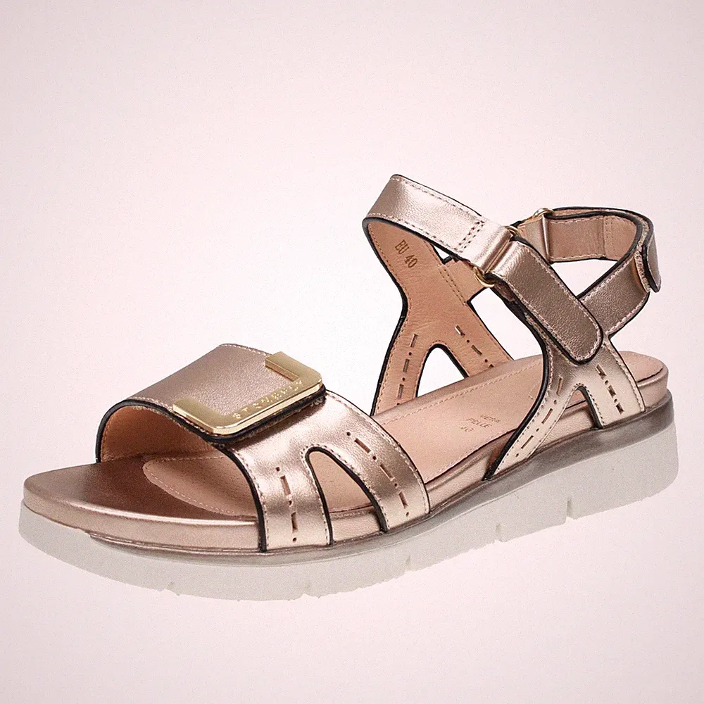 Stonefly Leder Sandalen mit Keilabsatz Sand - Größe 38 [25,2 cm] Damenschuhe