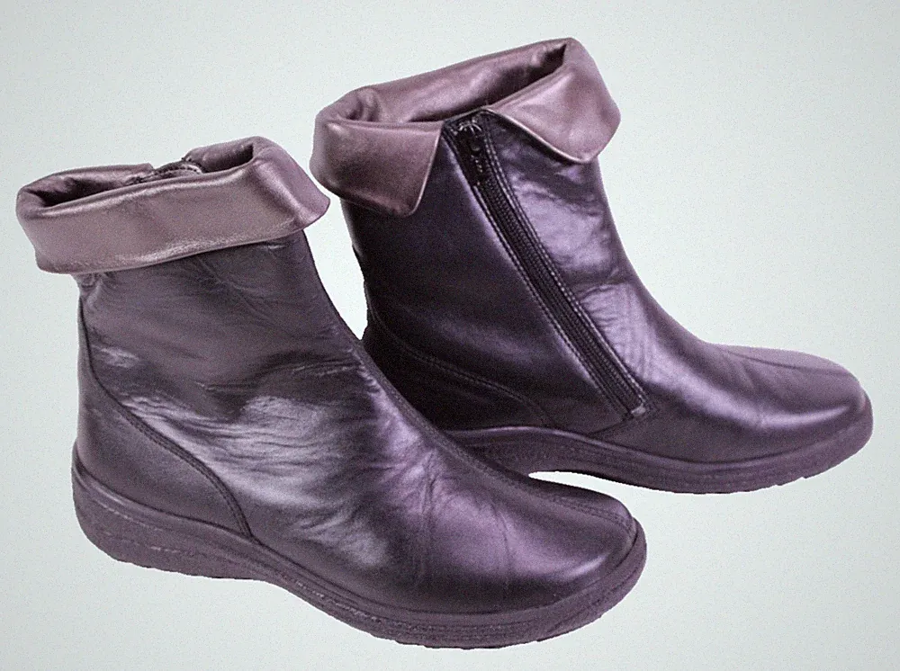 Ströber Stiefeletten Leder schwarz Gr. 37 Wechselfußbett Wollfutter Damen CR39