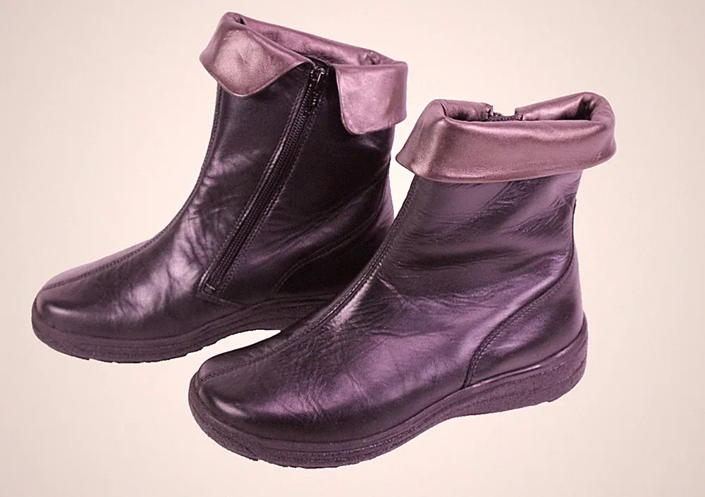 Ströber Stiefeletten Leder schwarz Gr. 37 Wechselfußbett Wollfutter Damen CR39