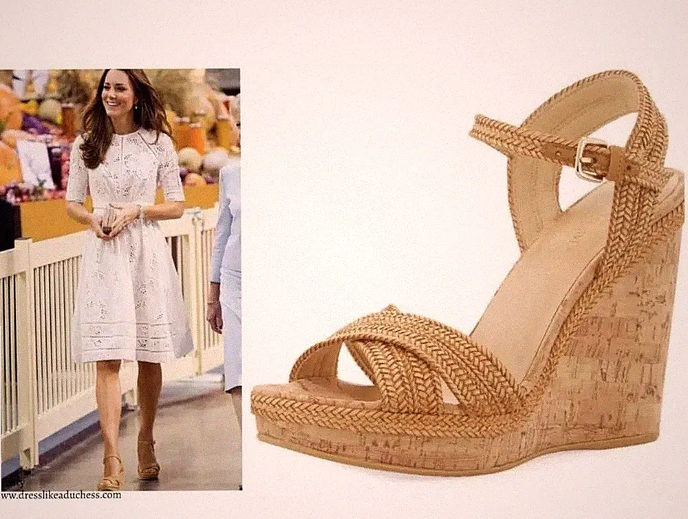 Stuart Weitzman Kate Sandalen Schuhe - MINX - Leder Kork Keilabsatz 7,5 UK