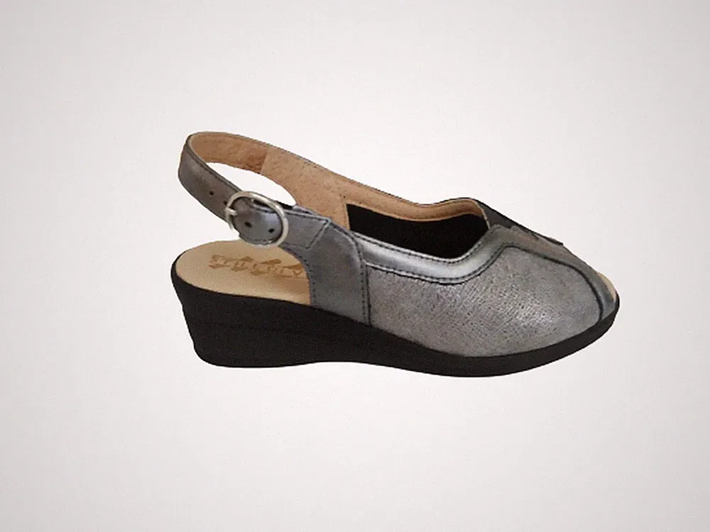 StylediVita Sandale mit Keilabsatz und Gummizug, Damen - Art. 8113-ANTR (Anthrazit)