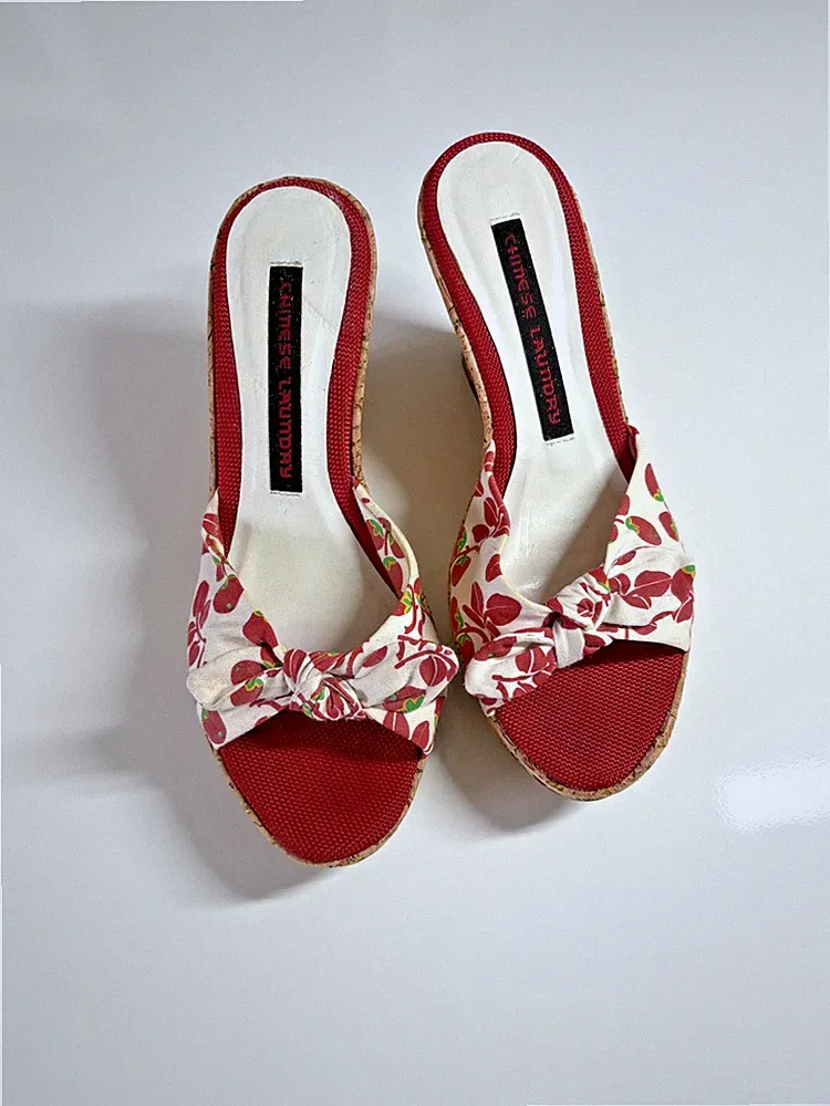 Süße Cherry Wedges Sandalen Keilabsatz Plateau Kork Gr. 6 M Chinese Laundry