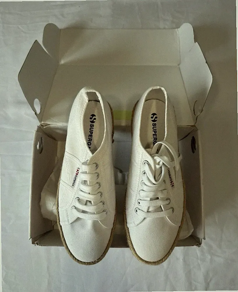 Superga Damen Sneaker Canvas Weiß/Beige Keilabsatz EU 41 S0099Z0-901