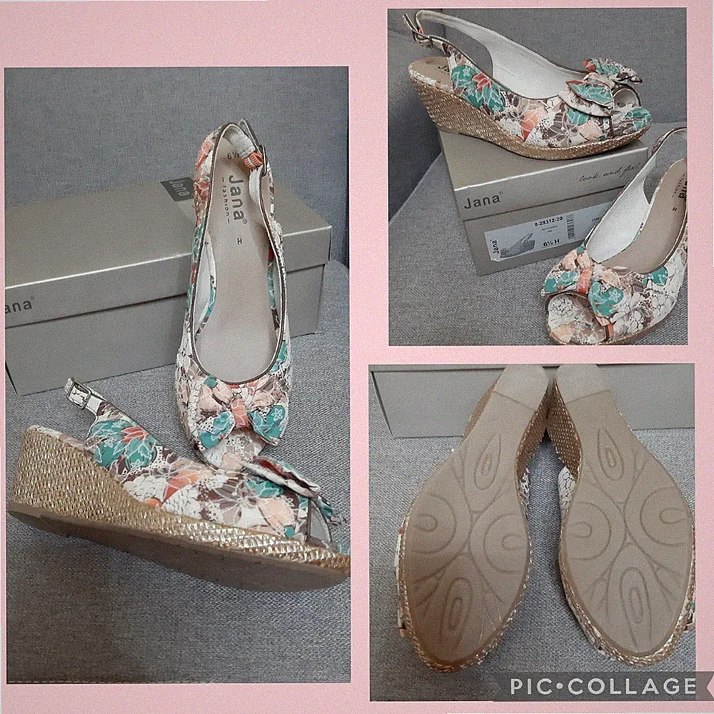 Supertolle Damen Sandalen JANA Gr. 6,5 - 39,5 Keilabsatz Multicolor NEU