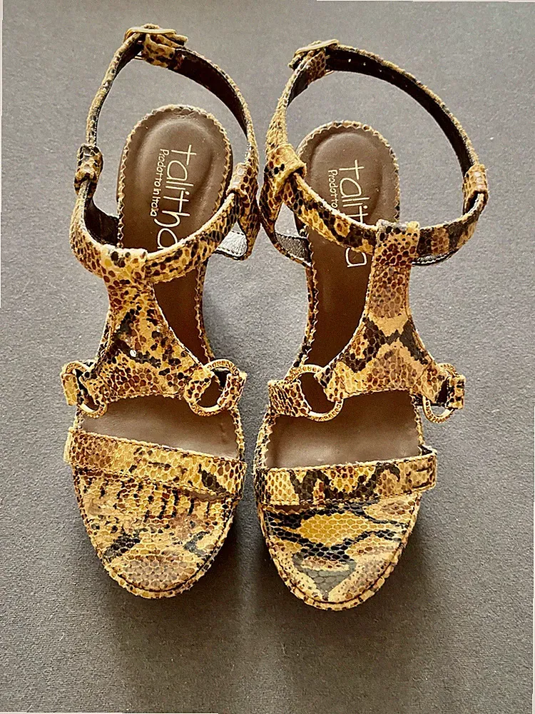 Talitha Designer Italy Sandaletten Keilabsatz Wedges Reptil - Gr 37 - wNeu
