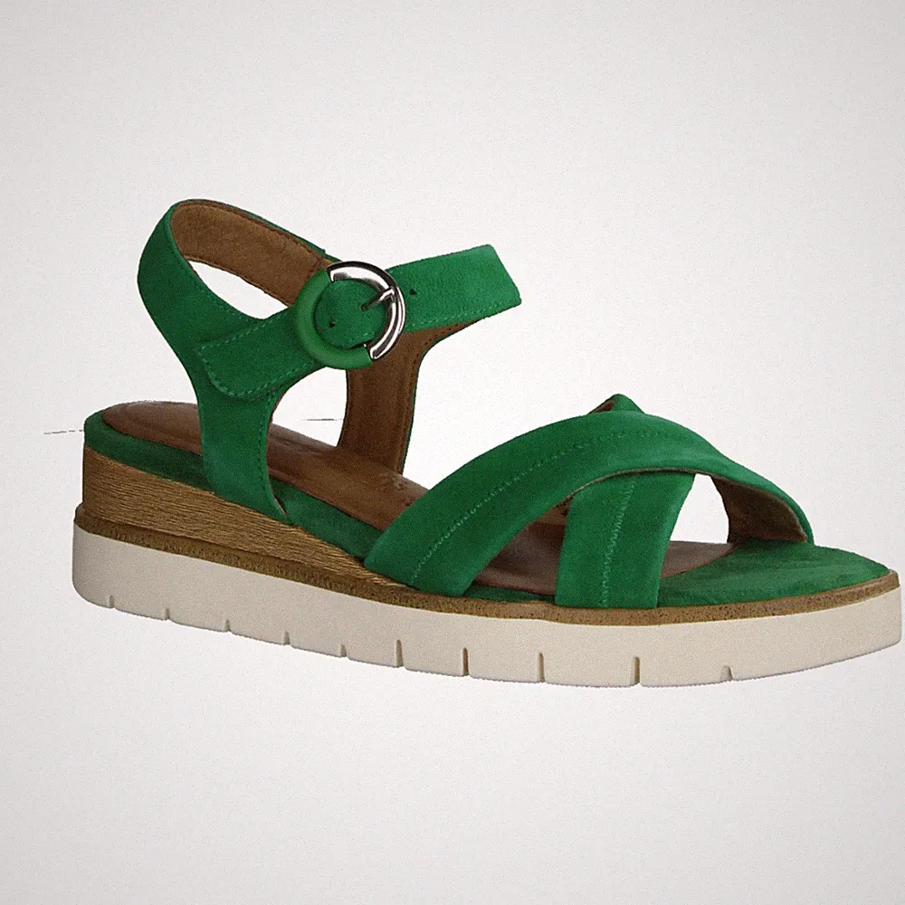 Tamaris 28202-700 Keilsandalette, Damen, Sandale, Leder, Grün - Damenschuhe