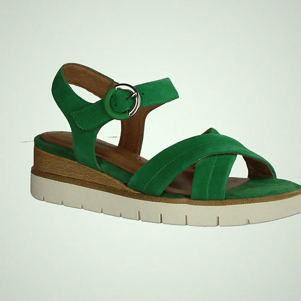 Tamaris 28202-700 Keilsandalette, Damen, Sandale, Leder, Grün - Damenschuhe