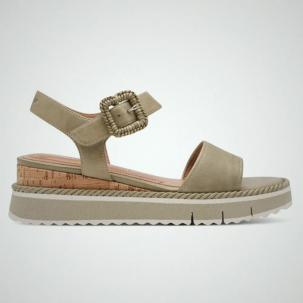Tamaris 28247 salbeigrün Leder Sandalen Damen verstellbarer Riemen Smart Freizeit