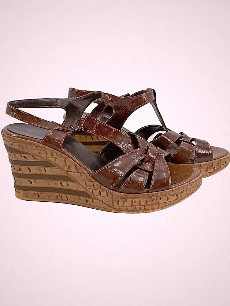 Tamaris Damen Keilsandaletten Gr. 38 Braun Modisch Keilabsatz Sandalen