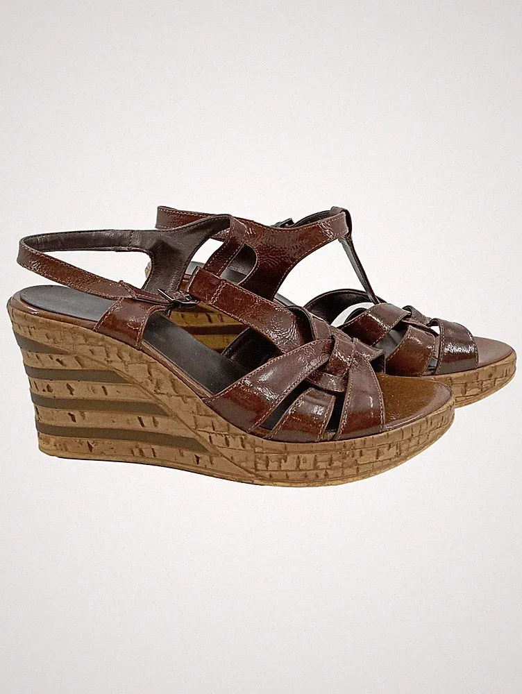 Tamaris Damen Keilsandaletten Gr. 38 Braun Modisch Keilabsatz Sandalen