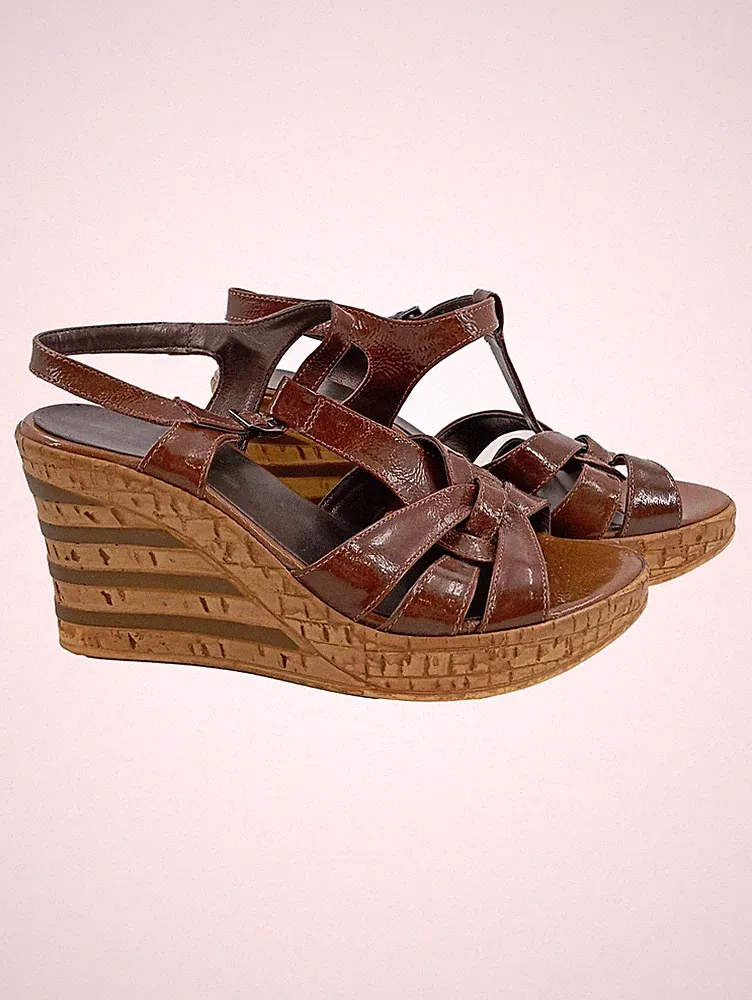 Tamaris Damen Keilsandaletten Gr. 38 Braun Modisch Keilabsatz Sandalen