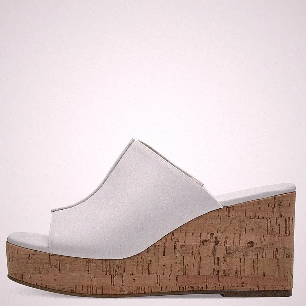 Tamaris Damen Pantoletten 27225 Weiß - Lederpantoletten mit Keilabsatz & Fußbett