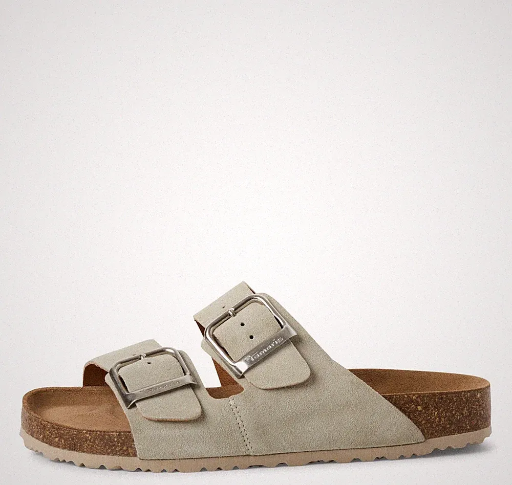 Tamaris Damen Pantoletten 27543 Sage Khaki Grün - Lederpantoletten, Fußbett