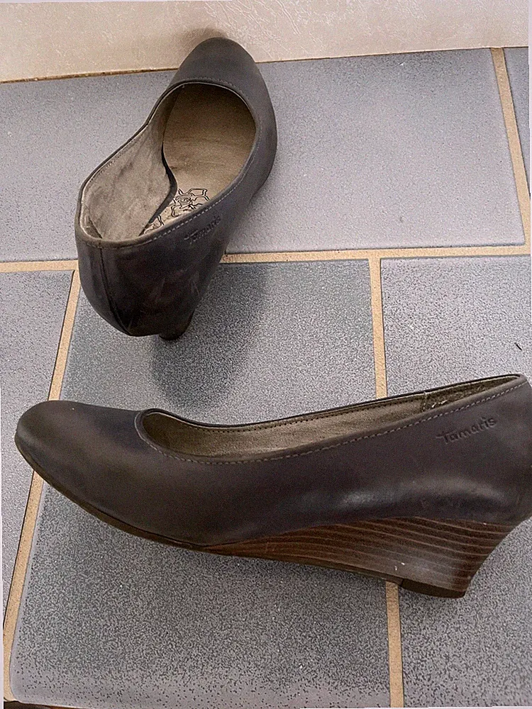 Tamaris Damen Pumps Gr. 39 Damenschuhe Keilabsatz blau grau